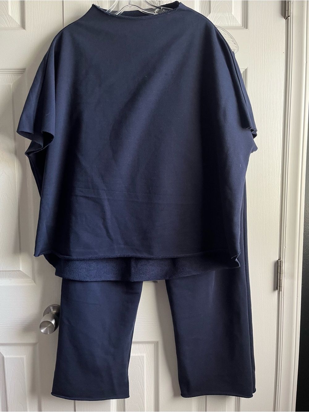Women’s 2 Piece Batwing Capelet CrewNeck Pullover Top Wide Leg Pants Lounge Set